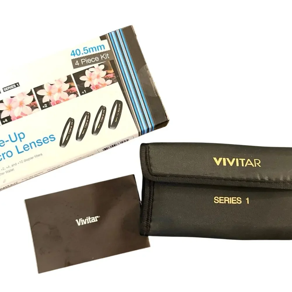 Vivitar 40.5mm Close Up Lens Set +1 +2 +4 +10 Black - Camera magnifying lens NEW
